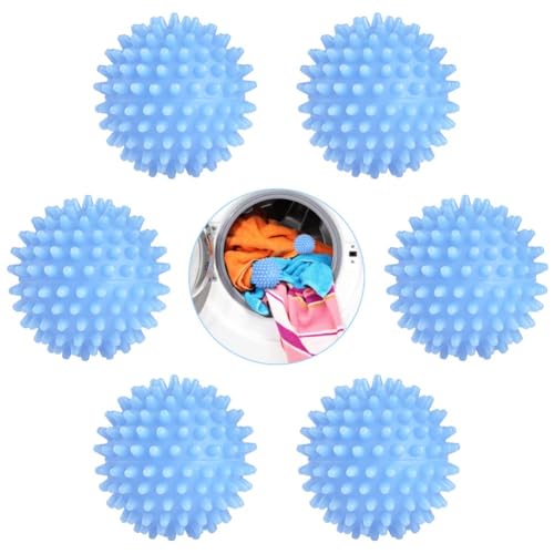 URAQT 6 Bolas para Secadora de Ropa, Bolas de Lavado Reutilizables, Bolas para Lavadora y Secadora de 6,5 cm, Anti-Bobinado, Anti-Arrugas, Secado Rápido y Efecto Suavizante