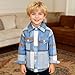 Feidoog Toddler Baby Boys and Girls Plaid Shirts Jacket Long Sleeve Lapel Button Down Top Outwear Clothes,Blue,4-5T