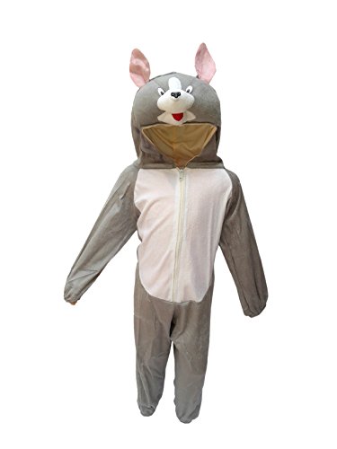 Image of Kaku Fancy Dresses Fleece Cat Cartoon Costume -Grey, 7-8 Years, For Boys & Girls