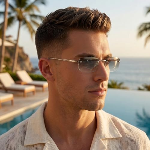 Image of The Fresh Minimalist Small Rectangular Sunglasses Clear Eyewear - Exquisite Packaging