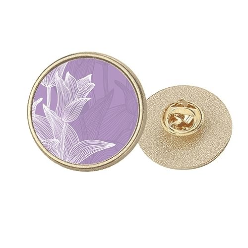 Broche ronde en métal doré tulipe fleurie taille M bijou de veste