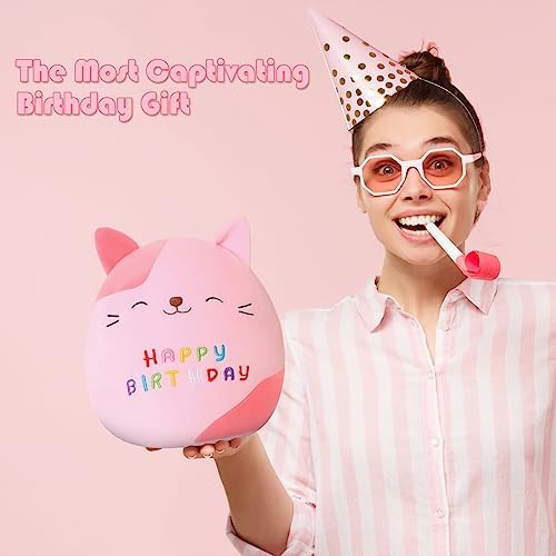 SQEQE Cat Plush Cuddly Birthday Cat Stuffed Animal Toy Soft Kitty Plush Pillows Cartoon Cat Plushies Doll Gift for Kids Birthday (Pink, 10 inch) 6 41P5Xb+JmOL. AC