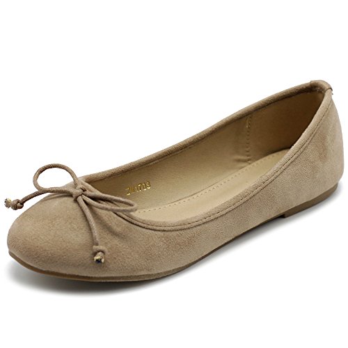 Ollio Women's Shoe Faux Suede Ribbon Ballet Flat