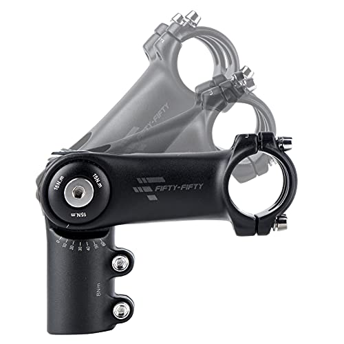 Fifty-Fifty Adjustable Bike Stem, 0-60 Degree Mountain Bike Stem, Riser Stem For 1-1/8 Steer Tube 31.8Mm Handlebar, Alloy Stem For Most Bicycle, Road Bike, Mtb, E-Bike With 2 Hex Keys (Black, 110Mm) #TOP4