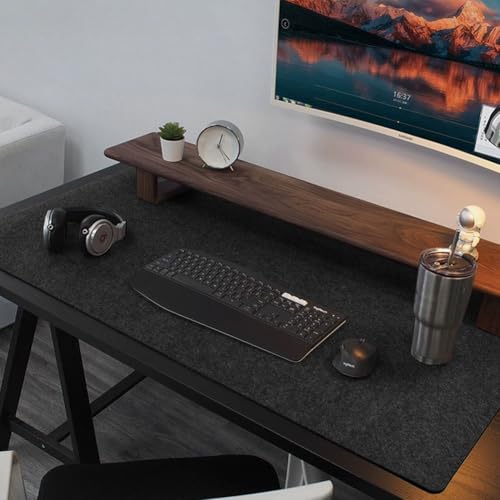 Tappetino Scrivania In Feltro Grigio 90x43 Cm, 3 Mm Di Spessore, Antiscivolo, Mousepad XXL, Per Ufficio E Casa