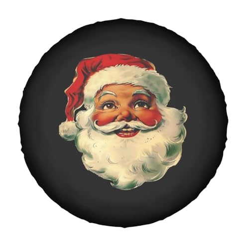 Image of Happy Santa Spare Tire Cover for Rv Trailer Camper- Cute Xmas Winter Waterproof Wheel Protectors Cover Universal Fit for Truck SUV Travel New Year Outdoor-15 inch