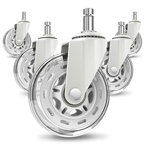 COSYLAND Bürostuhl Rollen 11x22mm Transparent Weiß 5er-Set, Ersatzrollen für Bürostühle, Universelle Rollen für alle Böden, Nicht für 1-KEA
