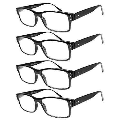 Vista Vision Fashionable squaredesign spring hinge reading glasses (4 Pack Black, 3.25)