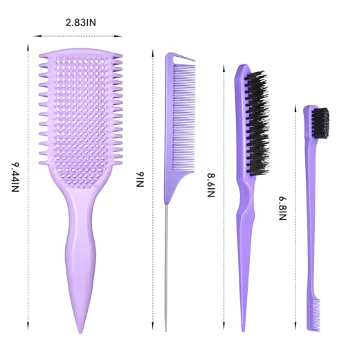 Image of Curl Defining & Detangling Brush - Dual-Vented Curly Hair Brush for Wet & Dry Hair with Flexible Bristles - Reduces Frizz & Smooths Knots - For All Hair Types & Users (Purple)
