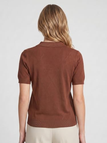 Image of JUNEBERRY Women's Flatknit Solid Half Sleeve Polo T-Shirt with Collared Neck, Casual Style for Office, Travel, (Sizes S to 2XL)