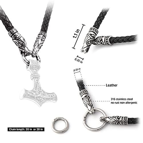 Bavipower Viking Wolf Head Leather Necklace For Men Women With 2 Different Clasps Chain Only 316L Stainess Steel Nordic Scandinavian Vikings Jewelry (28) #TOP4