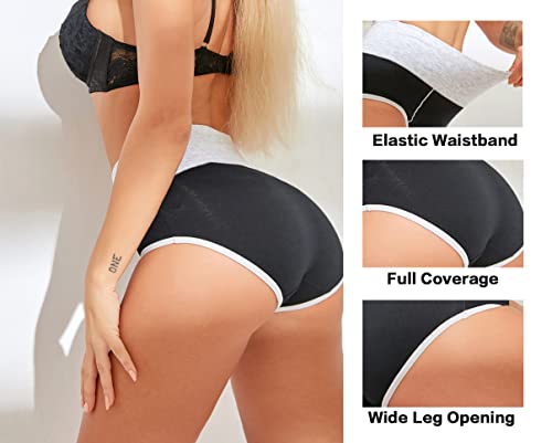 Abandi Women's Cotton Underwear High Waist Stretch Briefs Full Coverage Soft Panties Plus Size Underwear 5 Pack, 004 Size L #TOP3