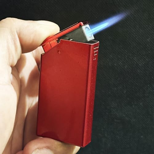 Image of Windproof Jet Flame Refillable Slide Button Cigarette Lighter Pocket Lighter (Red)