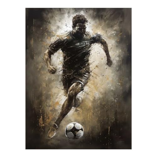Peinture diamant footballeur dynamique pour décorer un salon de sport