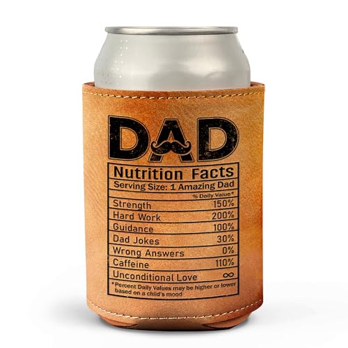 Father's Day Gifts for Dad from Daughter, Son, Kids - Father's Day Gifts from Daughter, Son - Dad Gifts for Fathers Day - Dad Birthday Gift, Birthday Gifts for Dad, Leather Can Cooler for Men 12Oz