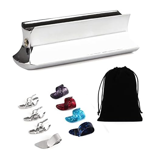 Comphic Barra de tono deslizante para guitarra Dobro, guitarra de regazo, guitarra hawaiana, guitarra eléctrica con celuloide + púas de pulgar y dedo