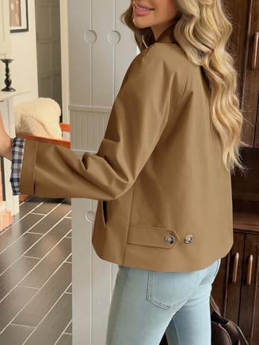Image of Tankaneo Womens Cropped Trench Coat Lightweight Single Breasted Jacket Fall Windbreaker Fashion Outerwear
