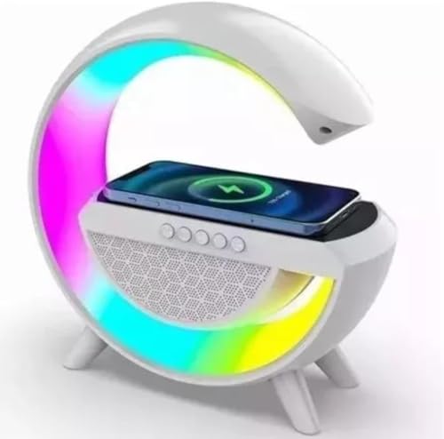 Luminária de Mesa Smart Station com LED RGB, Caixa de Som 5W, Car...