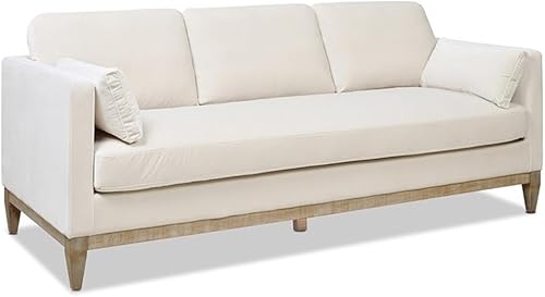 Pemberly Row Sofá moderno de granja de 84 pulgadas en acabado beige francés