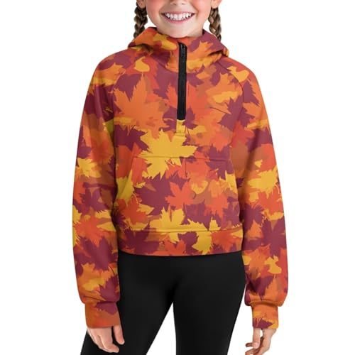 Cute Hoodies for Girls 5-14 Girls Half Zip Sweatshirt for Kids Long Sleeve Tops Athletic Hoodie with Pockets