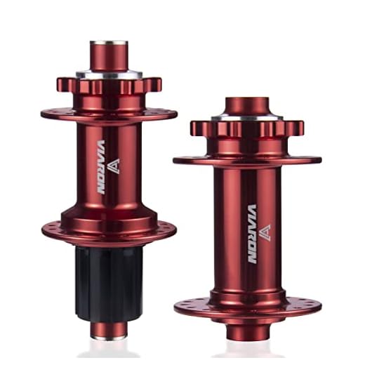 VIARON MTB Thru-Axle Boost 32 Holes Hub, 6 Bolts Disc Brake, 120 Clicks, Aluminum Alloy 6 Claws for HG/XD Freehub System (Default HG) Compatible 8/9 / 10/11 / 12 Speed Cassette (Red)