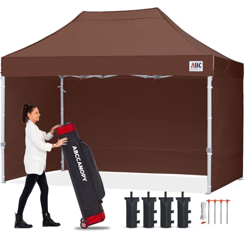 Image of ABCCANOPY Commercial Pop Up Canopy Tent with Sidewalls 10X15,Brown