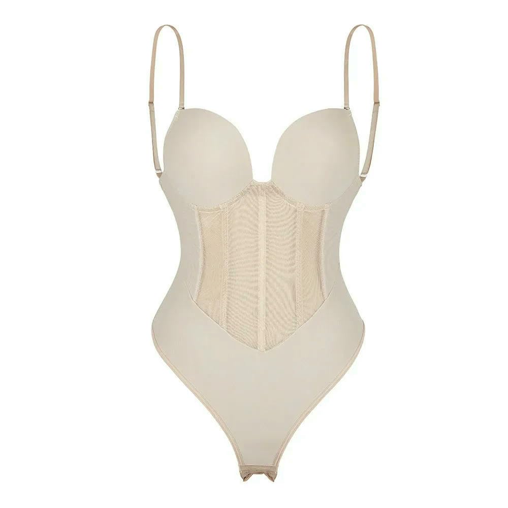 GLDFW Body da donna con spalline, body modellante per taglie forti, body contenitivo, body a compressione, schiena scoperta, intimo dimagrante