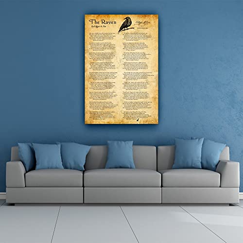 The Raven Poem Wall Decor Edgar Allan Poe Quotes Wall Art Poetry Posters Dining Room Pictures for Bedroom Rectangle Paintings for Bathroom Wall Decorations for Kitchen Modern Home Office Poster Canvas (12x18inch(30x45cm),Canvas) - Used condition - Image 4