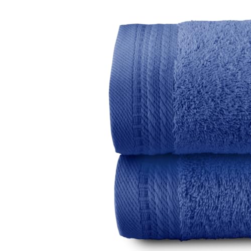 Top Towel - Premium - Large Bath Towels - Bath Towels - 2 Face Towels or Bidet -30x50cm - 100% Cotton - 600g - Blue - Image 2