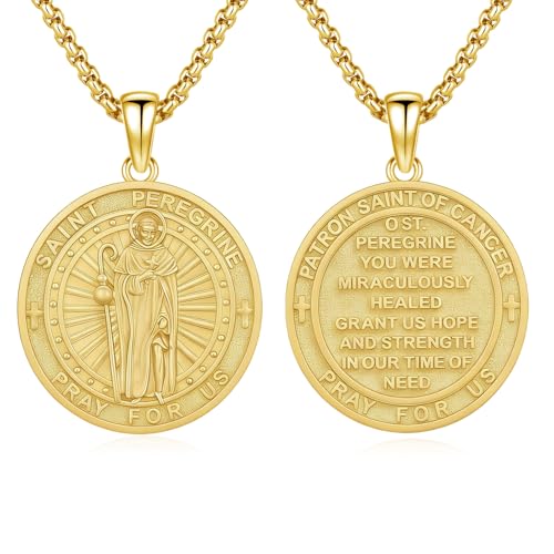 XIXLES Sterling Silver St Peregrine Laziosi Cancer Medal Pendant Necklace