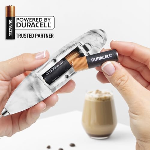 Image of Zulay Kitchen Powerful Milk Frother Wand With Duracell Batteries - Ultra Fast Handheld Drink Mixer - Electric Whisk Foam Maker for Coffee, Lattes, Cappuccino & Matcha - Double Whisk - Quartz