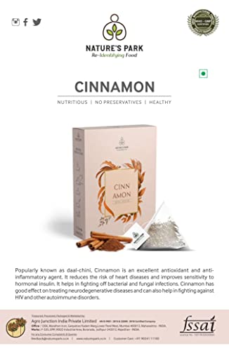 Image of Nature's Park Cinnamon (Dalchini) Herbal Infusion - 5 Premium Tea Bags - Natural Detox Wellness Drink for Immunity Boost, Digestive Health, Clear Skin - Antioxidants Rich - Supports Weight Management