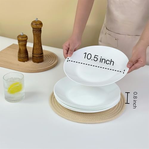 Amazon 6-Piece 10.5" White Dinner Plates Lightweight Round Plates, Simply Dessert Plate, Triple Layer Glass and Chip Resistant, for Microwave and Dishwasher Safe Scratch Resistant, Winter Frost White by Ygmackin - Image 2