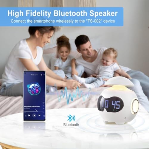 Image of Robot Designed Digital Alarm Clock with Wireless Bluetooth Speaker for Songs | USB Powered Wake Up Alarm Clock with Emoji, Dual Alarm Setting, with Adjustable Night Light (1-pcs)