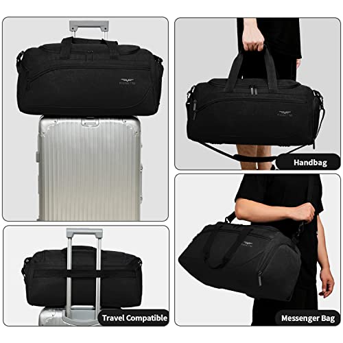 Fioretto 35L Mens Sports Gym Bag With Wet Pocket & Shoe Compartment,Travel Duffle Bag Overnight Bag With Padded Shoulder Strap, Water-Resistant Sports Holdall For Swimming, Basketball Black #TOP5