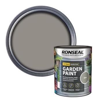 AOC24 Garden Fence Paint 750ml – Multi-Surface Exterior Paint for Wood, Brick, Metal, Stone & Terracotta – Waterproof, Resists Fading, Matt Finish for Sheds, Fences, Garden Furniture paint Slate