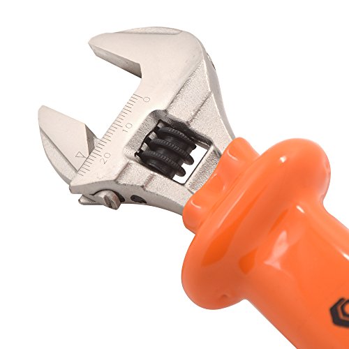 Weida 8" Heavy Duty Insulated Electrician Adjustable Wrench Cushion Grip And Nickel-Plated Surface Anti-Rust #TOP1