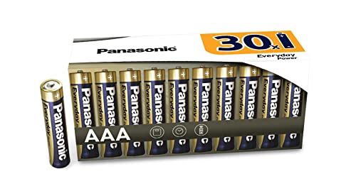 Panasonic Batteries Pile alcaline Everyday Power, AAA Micro LR03, 1.5 V, paquet de 30 dans un Emballage sans Plastique, pour une Énergie Fiable, Alcaline