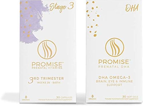 Third Trimester Promise Prenatal Stage 3 + DHA Omega-3 for Weeks 28-40 (90 Count) Organic, Non-GMO Pregnancy Nutrition - Once a Day- Free Shipping! (3 Month Supply with DHA)