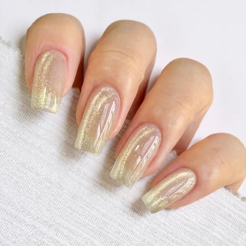 Esmalte de uñas gel cat eye dorado y plateado, pack 2x8ml miniatura 7