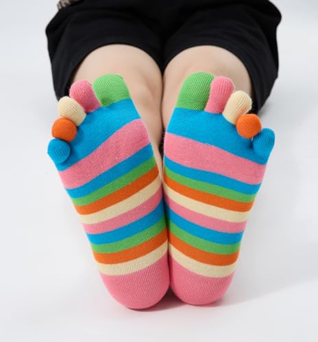 Image of Women Toe Socks 5 Finger Cotton Wicking Athletic 6 Pack 3 Pack