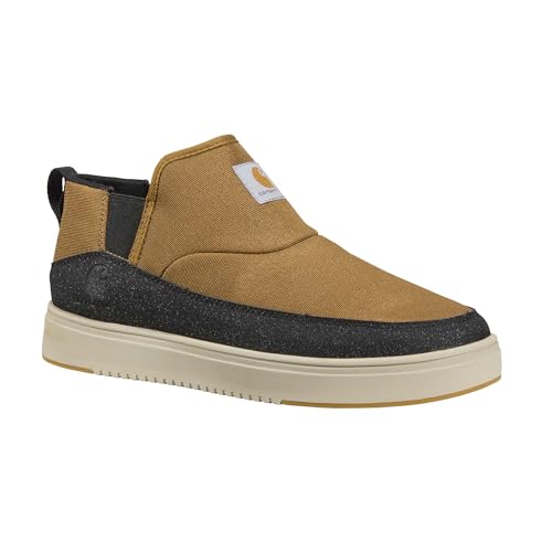 Carhartt Men’s Detroit Canvas Mid Slip-On Sneaker – FastDry Lining, TecTuff Soft Toe, EH Rated, Brown - 10.5M