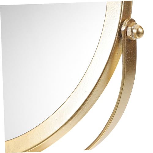 Miroir maquillage base stable en fer et verre rond décoratif pour coiffeuse
