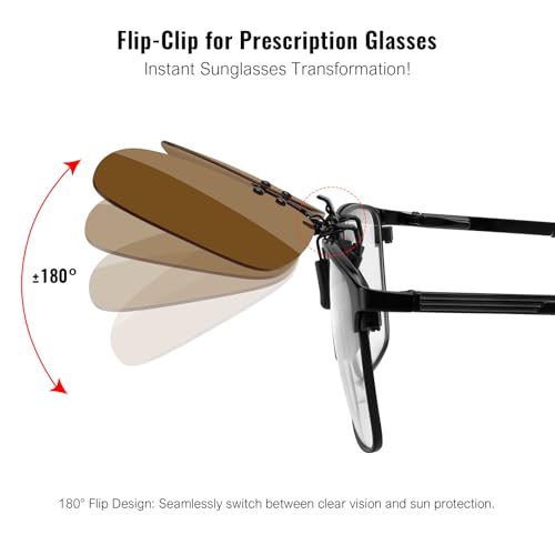 Image of MERRY'S Polarized Clip on Sunglasses Flip Up Metal Clip Attachments for Prescription Glasses