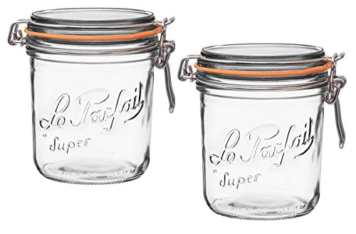 Le Parfait French Terrines Wide Mouth Glass Canning Jar with 100mm Gasket, 750 Grams (Pack of 2)