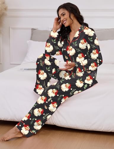 Image of SHESHOW Satin Pajamas for Women Set Long Sleeve Button Down Sleepwear 2 Piece Nightwear Women Pjs Sets Size XS-XXL