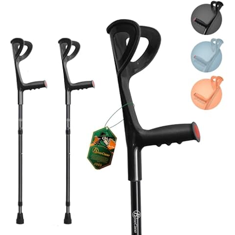 BeneCane Forearm Canes Lightweight Arm Crutch Adjustable Ergonomic Comfortable on Wrist Non Skid Rubber Tips Cover