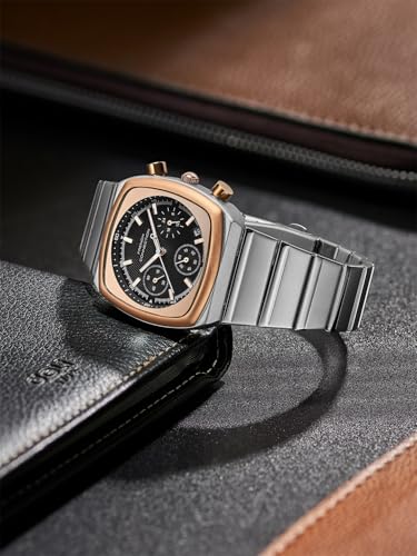 Image of French Connection Courvex Black Dial Stainless Steel Chronograph Watch for Men - FCB21BSM
