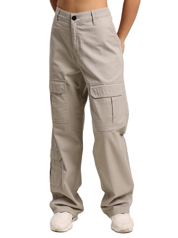 IVOC Cargo Trousers for Women Straight Fit Cargo Black