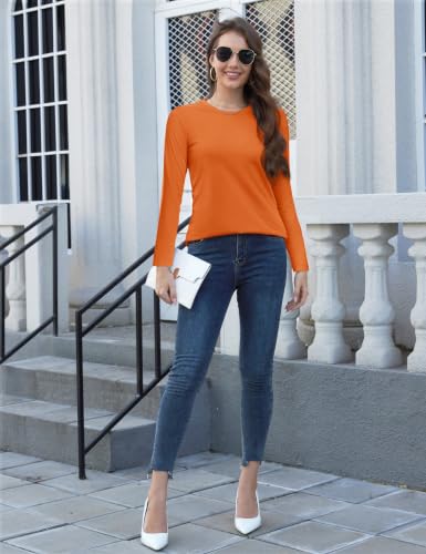 Image of YUCOLEN Long Sleeve Shirts for Women Cotton Crew Neck Casual Tops Fall